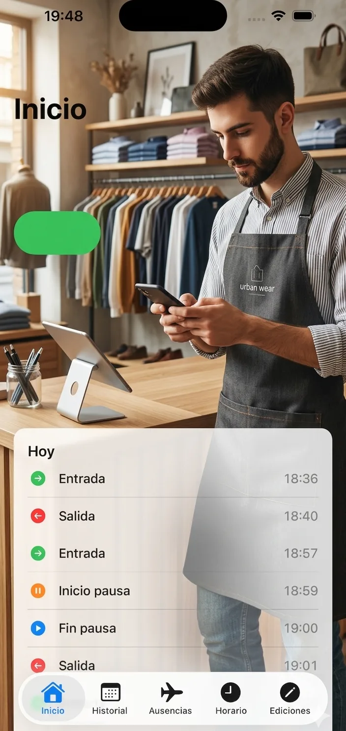 App de fichaje Presencia en una tienda