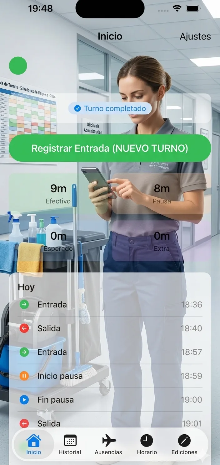 App de fichaje Presencia para empresas de limpieza